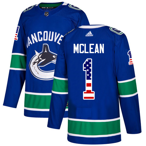 Adidas Canucks #1 Kirk Mclean Blue Home Authentic USA Flag Stitched NHL Jersey